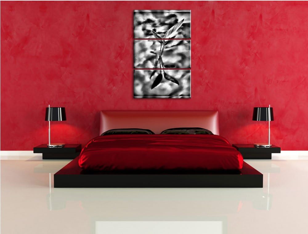 Pixxprint grüne Blätter im Wasser als Leinwandbild/Grösse: 3 Teilig (120x80) cm/Wandbild/Kunstdruck/