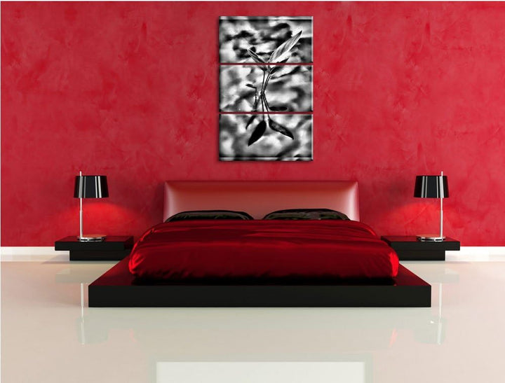 Pixxprint grüne Blätter im Wasser als Leinwandbild/Grösse: 3 Teilig (120x80) cm/Wandbild/Kunstdruck/