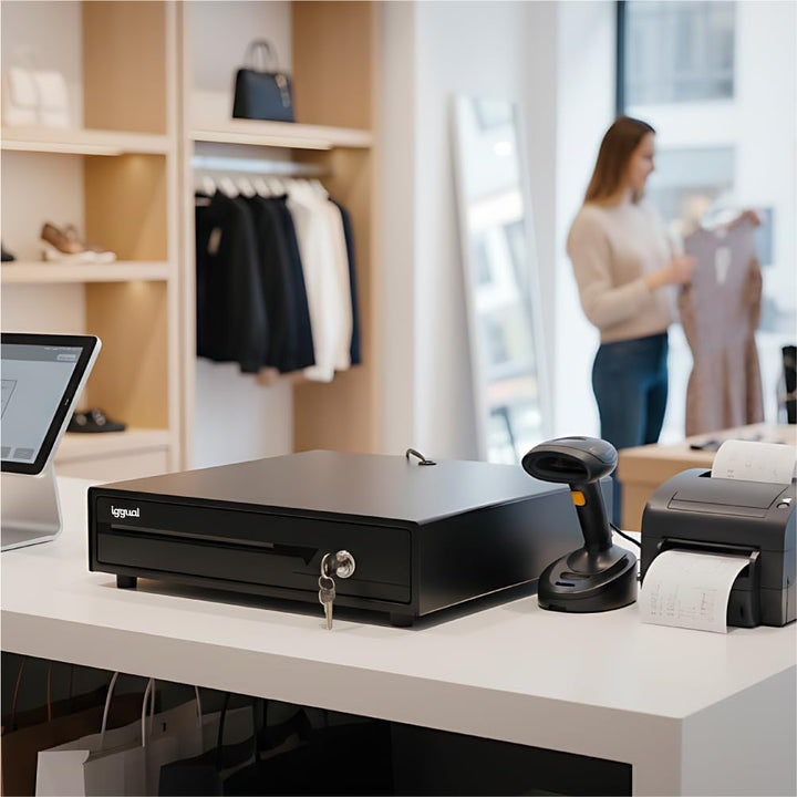 iggual - Geldkassette Abschliessbar IRON - 10 | Kassenschublade mit automatischer oder manueller Öff