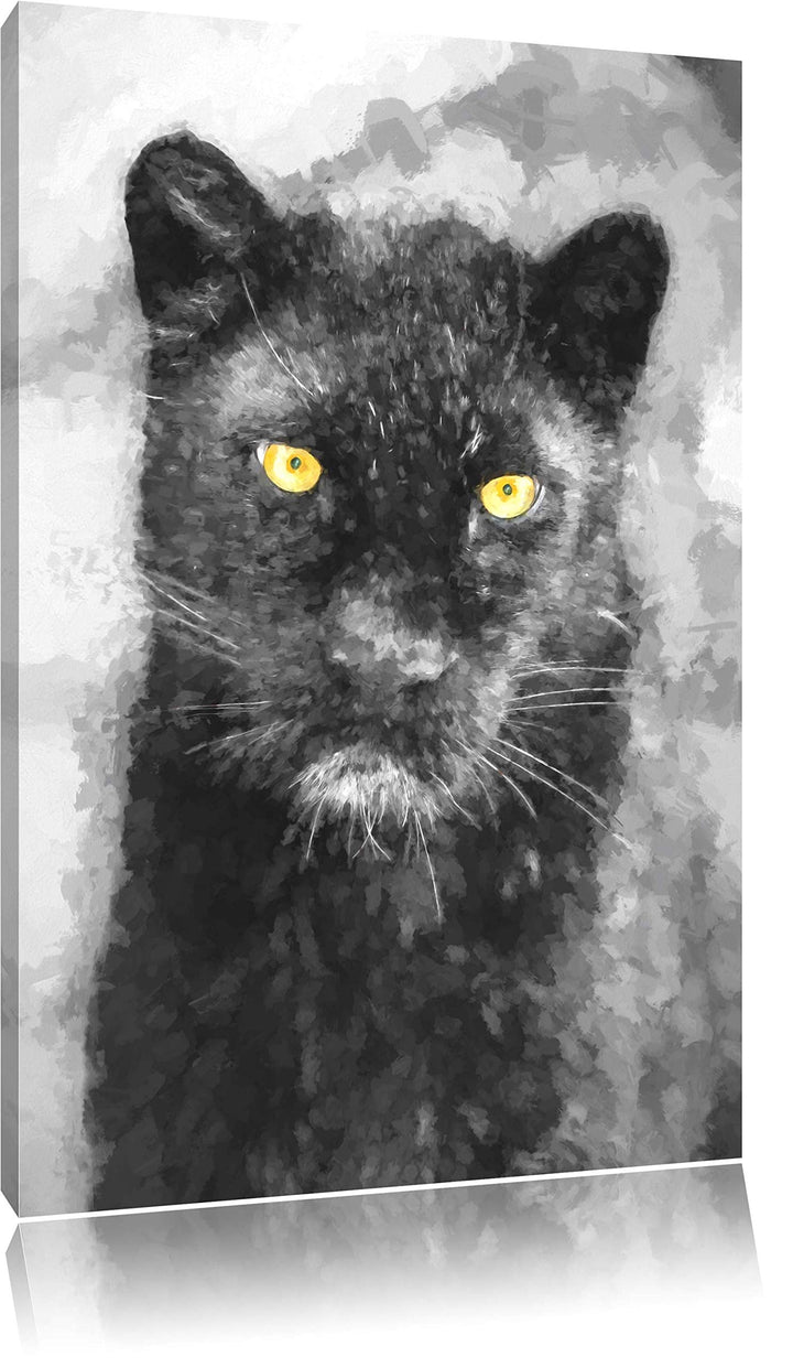 prächtiger Panther schwarz/weiss Deluxe Format: 100x70 cm auf Leinwand, XXL riesige Bilder fertig ge