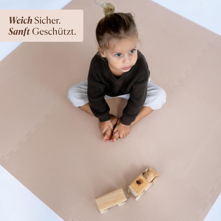 Toddlekind Baby-Puzzlematten, 9-TLG. mit Randteilen, ungiftige Schaumstoffmatten, für Bauchzeit & Kr