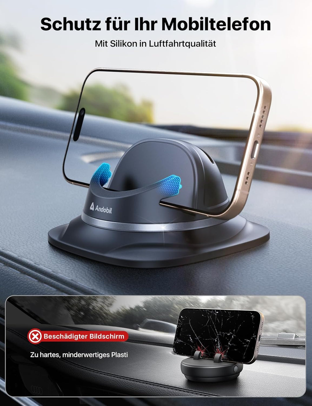 andobil Handyhalterung Auto Handyhalterung [ 2023 Einfach zu Benutzen ] Handy Halterung Auto Armatur