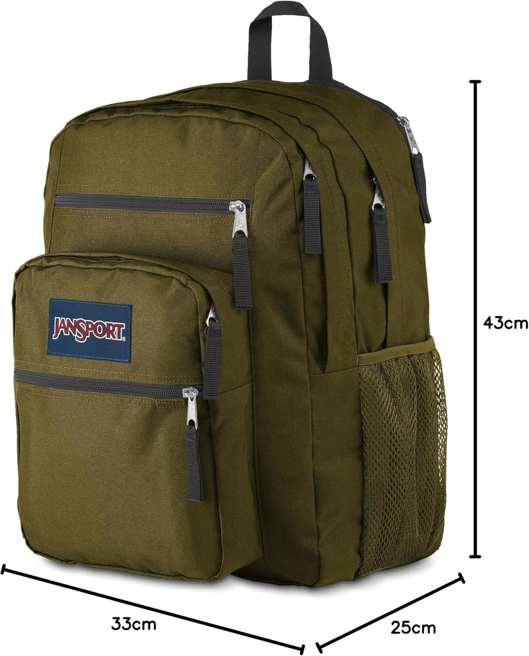 JanSport BIG STUDENT Grosser Rucksack, 15 inch -Laptopfach Army Green, Army Green