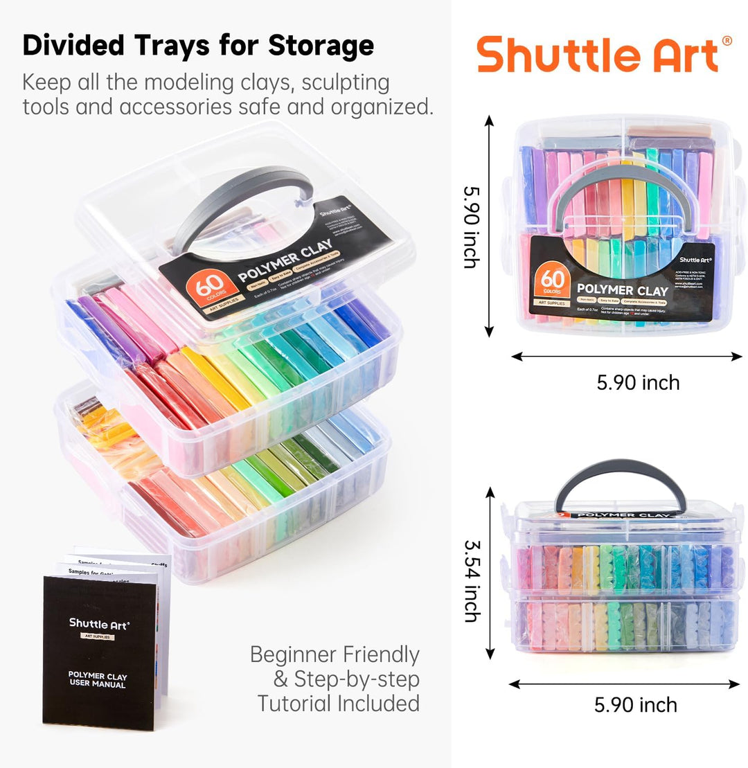 Shuttle Art Polymer Clay, 60 buntes Weich-Ton-Set, 1,65 kg/ 3,64 lb, ofenhärtende Modelliermasse Set