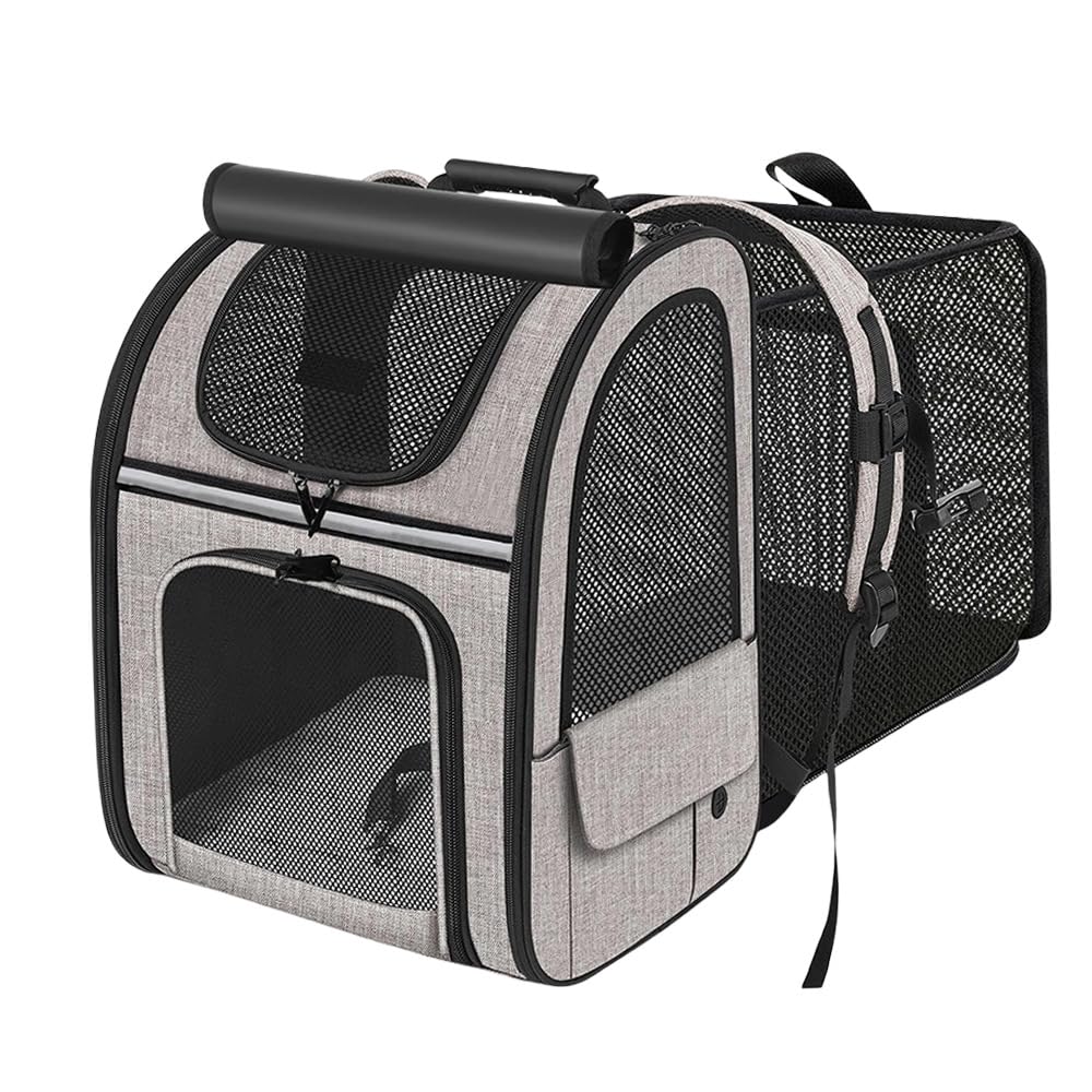 Hunderucksack Erweiterbar - Hunderucksack Bis 8kg, Faltbare Katzen Rucksack für Katzen Hunde mit Inn