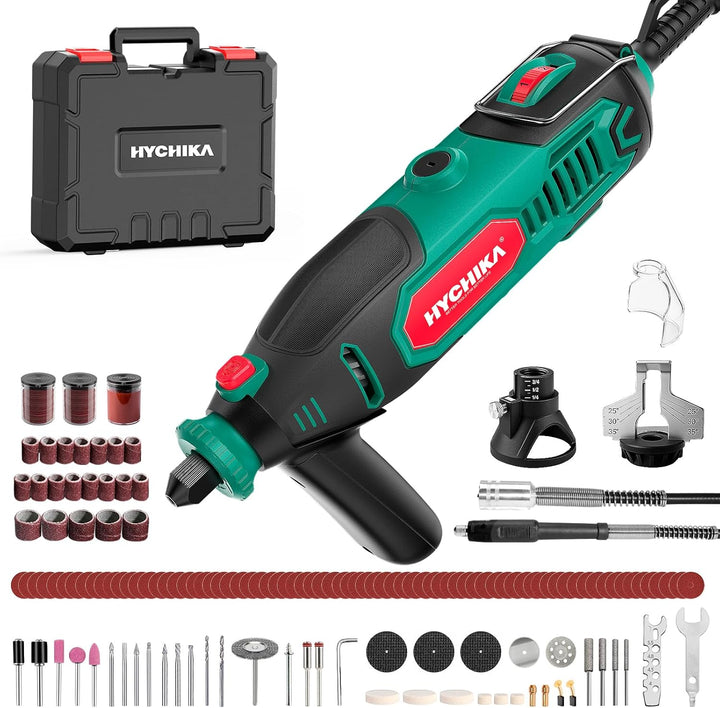 HYCHIKA Rotationswerkzeug-Set mit Kettensägenschärfer, 150 W, kabelgebundenes Drehwerkzeug, 7 variab