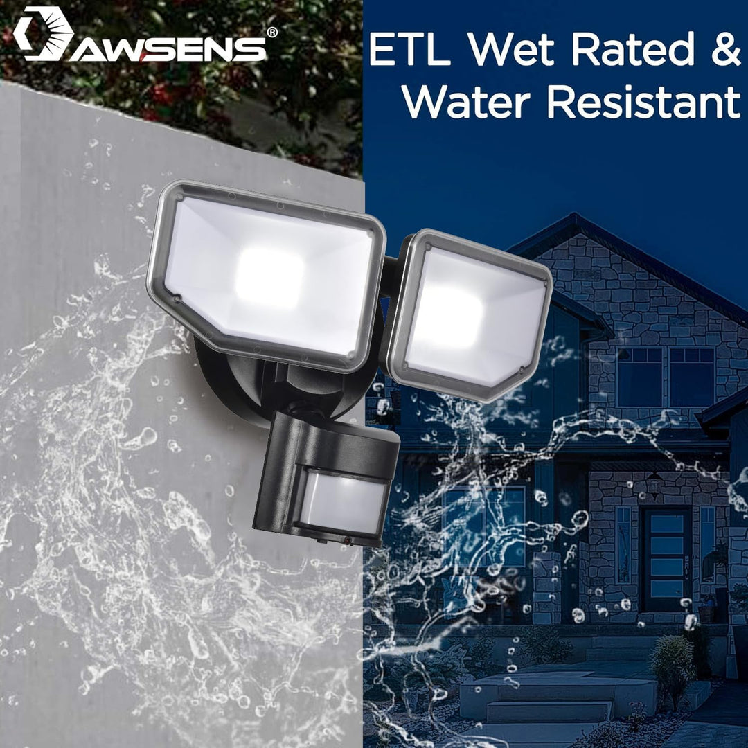 40W LED Sicherheitsleuchten Bewegungsmelder Licht Aussen 180 Grad 4000LM 5000K ETL Wasserdicht Klar