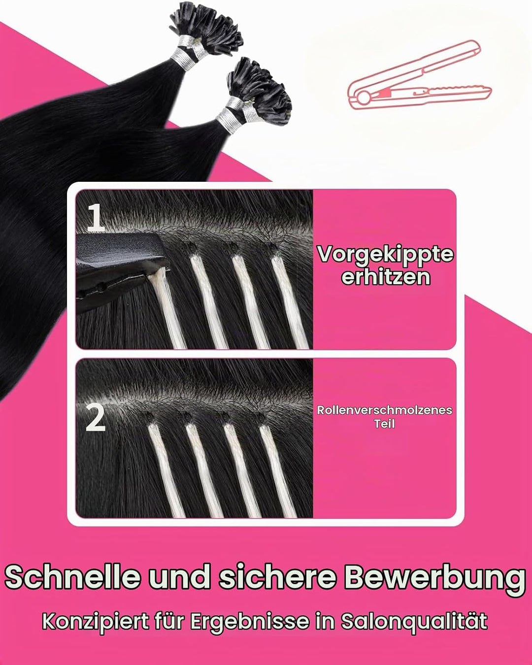 Hetto Bonding Extensions Echthaar Schwarz Extensions Echthaar Bondings Gerade Invisible Remy Haare P