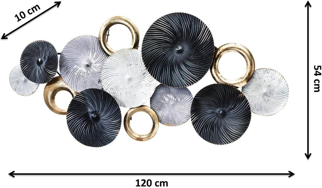 Kobolo Wandbild Wanddeko Metallbild 3D-Bild - SWIRL -weiss grau gold- ca 120x54 cm