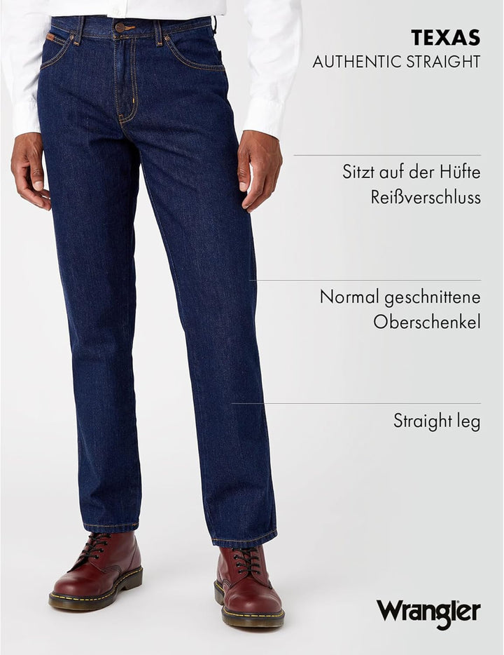 Wrangler Herren Jeans Texas Regular Fit Straight Leg Schwarz Blau W30 - W48 NEU 44W / 30L Darkstone
