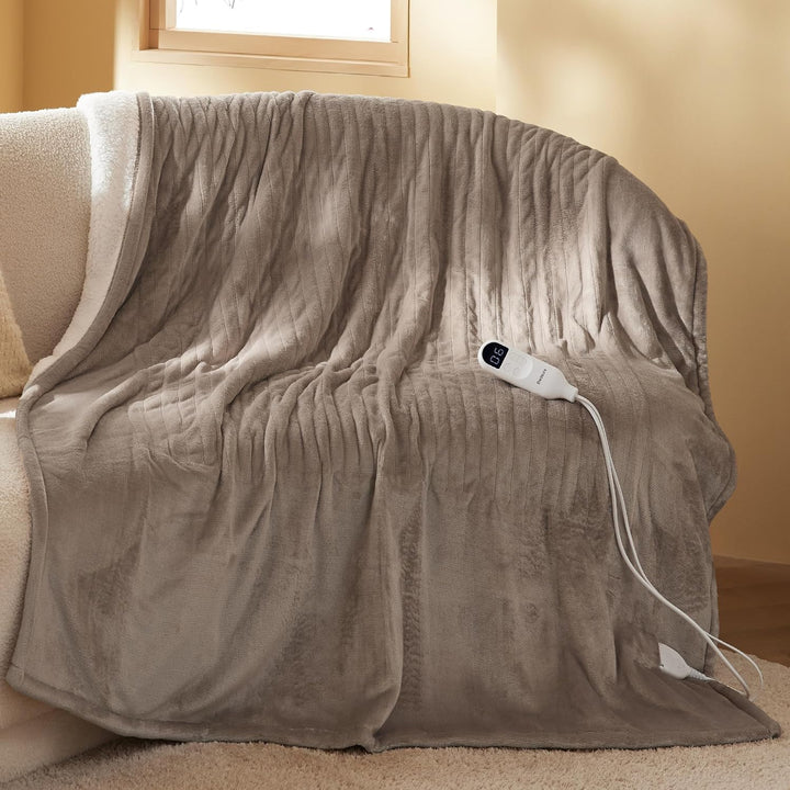 BEDSURE Heizdecke mit Abschaltautomatik 130x180cm - Wärmedecke mit 6 Heizstufen & 10 Stunden Timer,