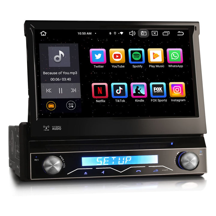 Erisin 7 Zoll 8-Kern Android 14 4GB+64GB Abnehmbar 1Din Universal DVD Autoradio mit GPS Navi HD Touc