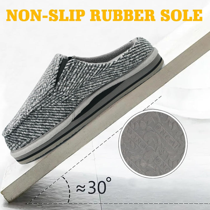 ONCAI Hausschuhe Herren Komfort Pantoffeln Plüsch Streifen Hüttenschuhe Wärme Cord Flauschig Slipper
