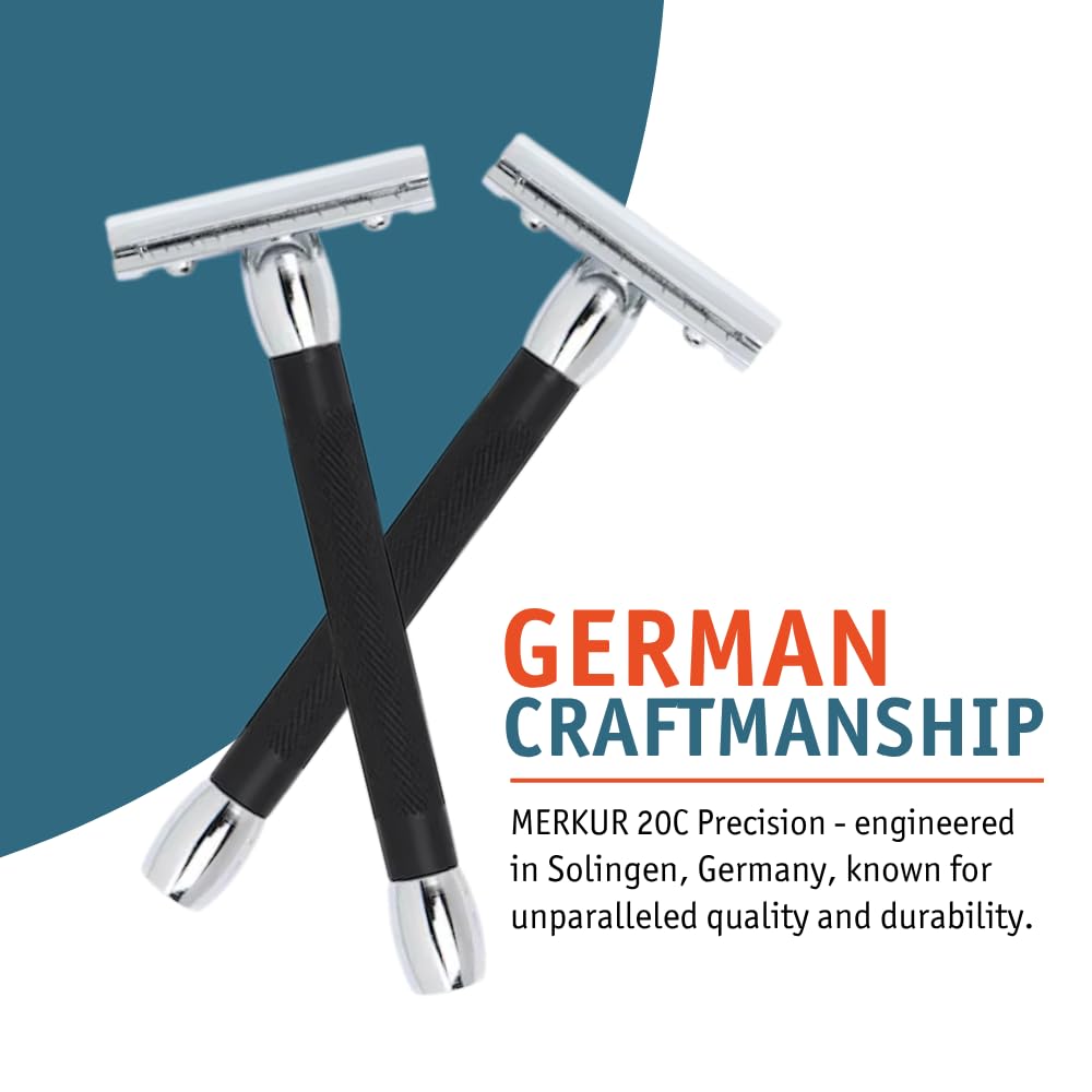 Merkur – Rasierer mit langem Griff – Schwarz, Chrom Silber/Schwarz, Silber/Schwarz