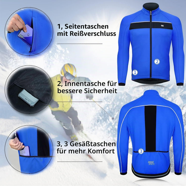 Souke Sports Fahrradjacke Herren Winter Thermo Radjacke Winddichte &amp; wasserdichte mit Reflektierende