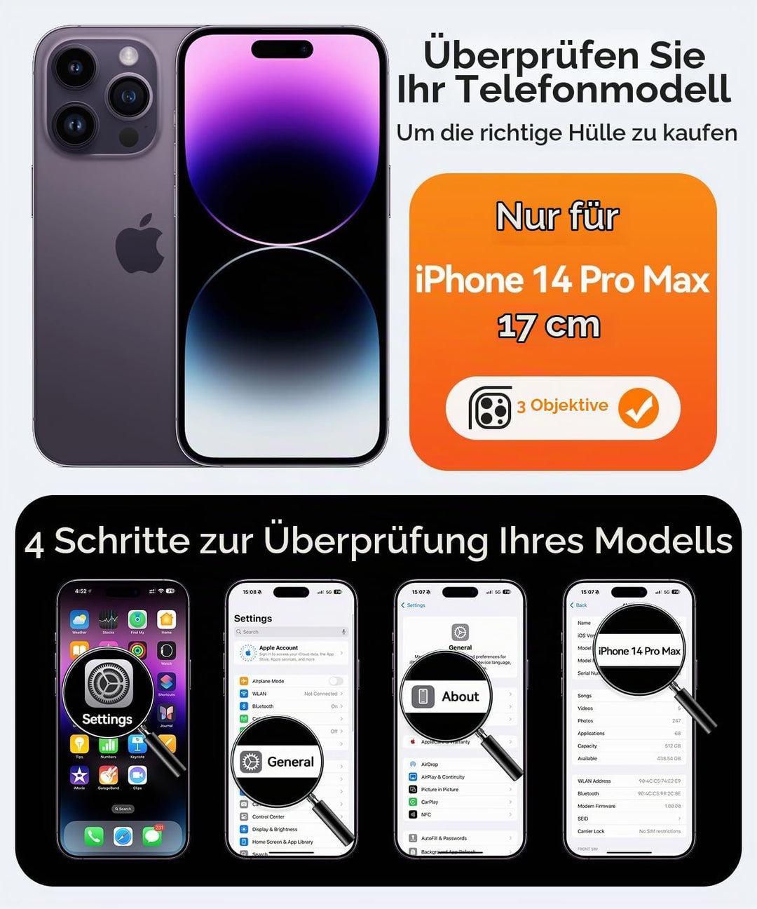 CANSHN 2024 Neu für iPhone 14 Pro Max Hülle mit Kameraschutz für Magsafe (TOP Militärschutz &amp; Magnet