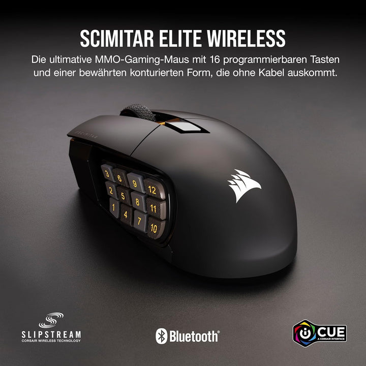 Corsair Scimitar Elite RGB Wireless MMO Gaming Mouse - 26.000 DPI - 16 Programmierbare Tasten - Bis