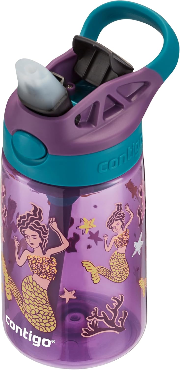 Contigo Kinder Trinkflasche Easy Clean Autospout mit Strohhalm, BPA-freie robuste Wasserflasche, 100