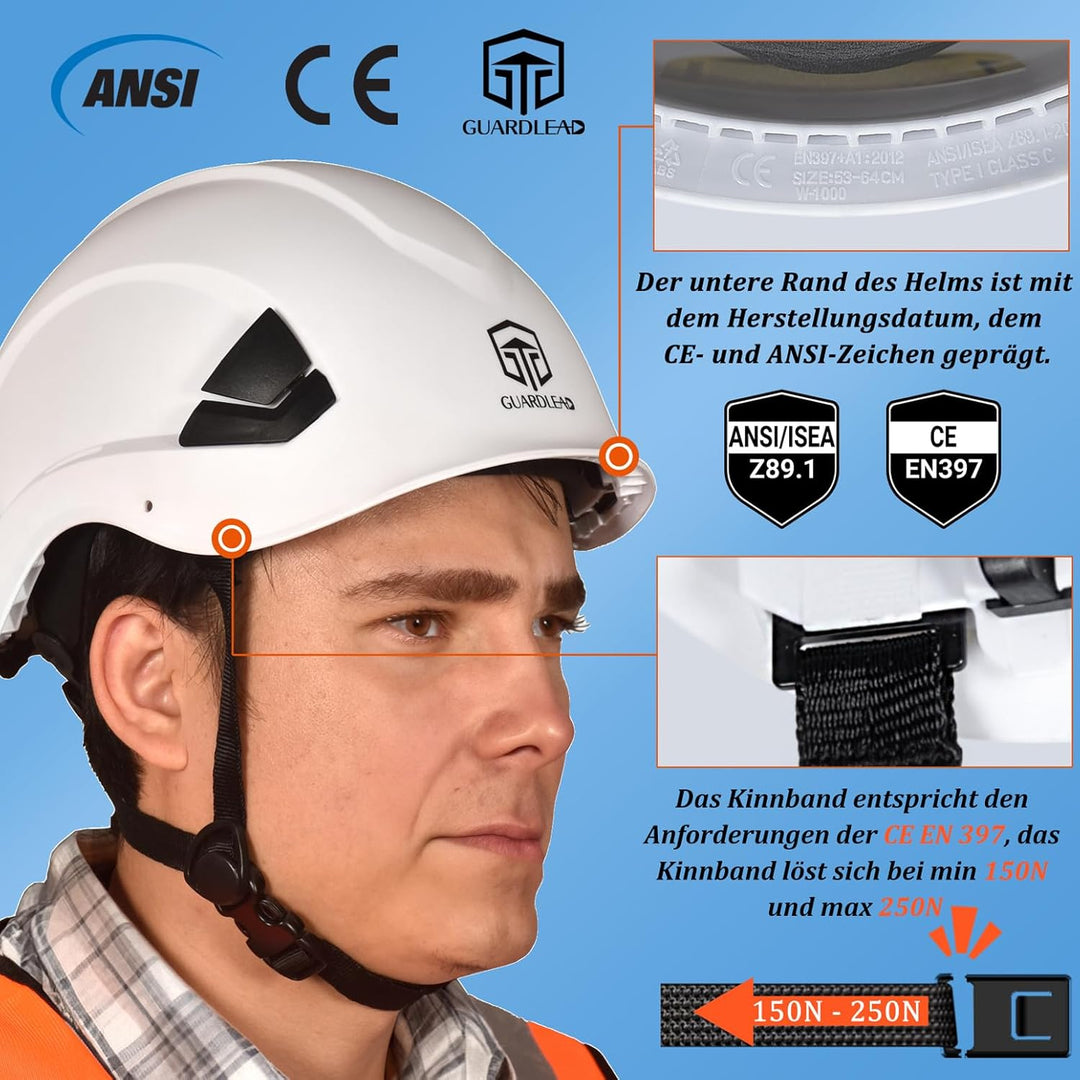 Schutzhelm belüftet, Sicherheitshelm bauhelm mit EN 397 Industriehelm, ANSI Z89.1 zugelassene Arbeit