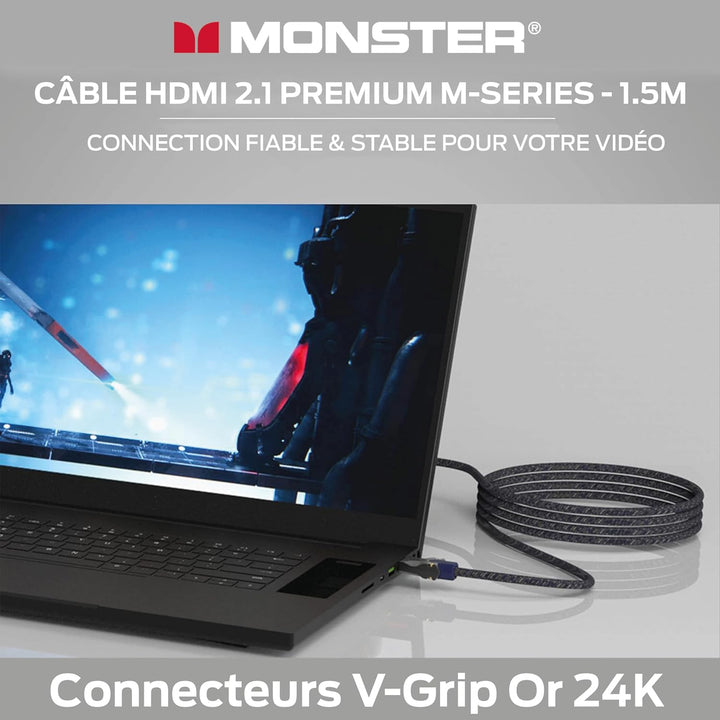 Monster M3000 HDMI Kabel 1,5m, HDMI 2.1 Kabel, HDMI-Kabel 8K, Ultra High Speed HDMI Kabel 48Gbps, 8K