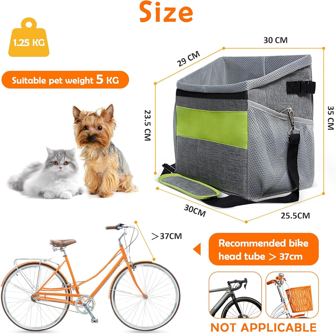 ALLSOPETS Haustier Fahrradtasche für Hunde Katzen, Fahrradkorb Vorne für Kleine Hunde, Faltbar Hunde