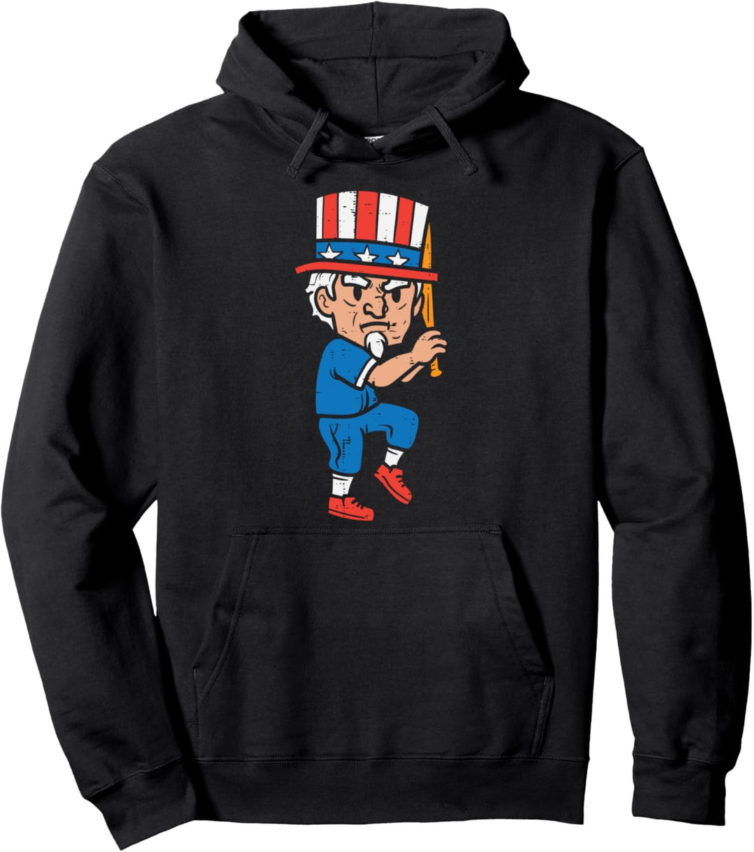 Uncle Sam Baseball American Sports 4th Of July Fourth Boys Pullover Hoodie
