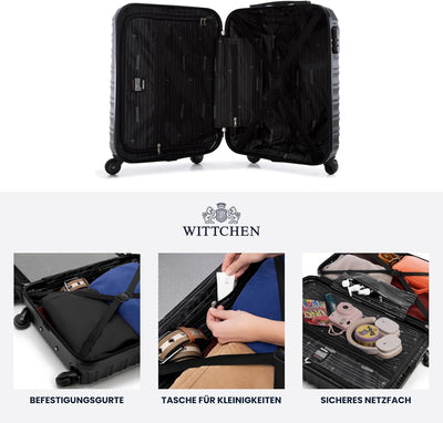 WITTCHEN Reisekoffer 3er Koffer-Set Rollkoffer Trolley Handgepäck Hartschale aus ABS mit 4 Spinner-R