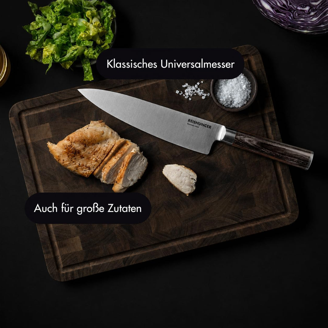 Reishunger Edelstahl Chef Messer – Küchenmesser für den täglichen Gebrauch – Hochwertiger Stahl aus