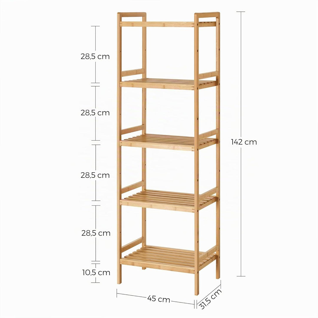 SONGMICS Bambus Regal, Küchenregal, Badregal, Bücherregal, Standregal mit 5 Ablagen, 31,5 x 45 x 142
