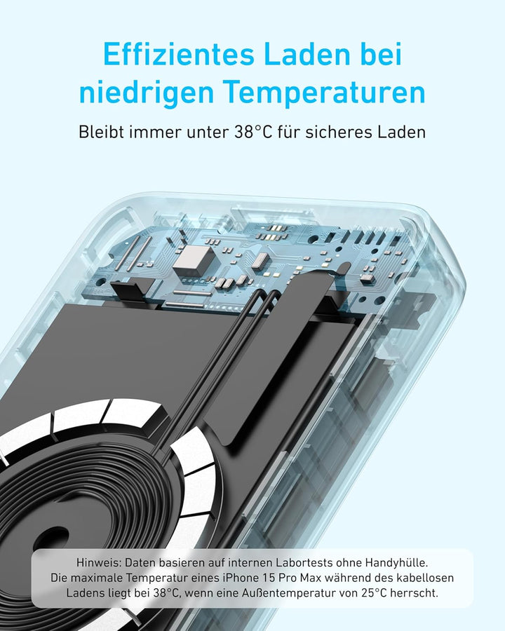 Anker Magnetische Powerbank, kompaktes 10.000mAh Ladegerät mit 30W Max. Schnellladen, kabellos und p