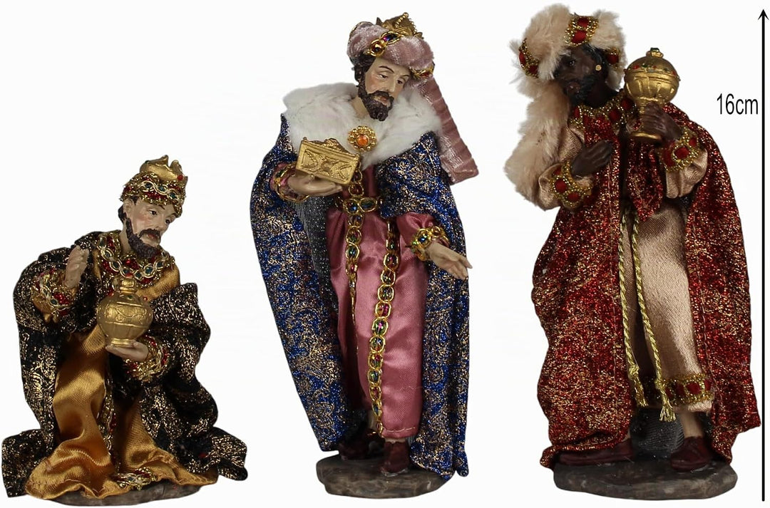 ZICOM Ankleidefigurenset Nazareth, Krippenfiguren alpenländisch ca. 16cm 12-TLG. Polyresin bekleidet