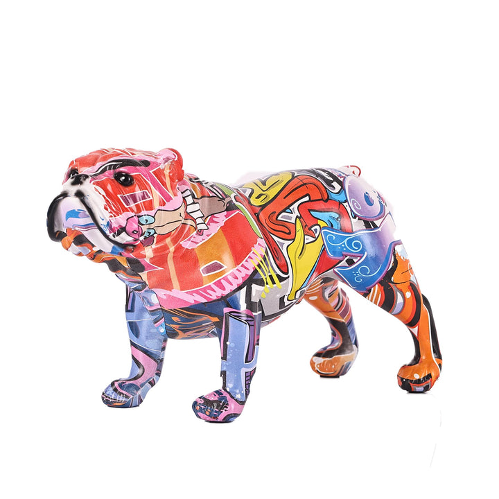 suruim Bunte englische Bulldogge Figuren, kreative Graffiti-Kunst, Moderne Dekoration für Zuhause, S