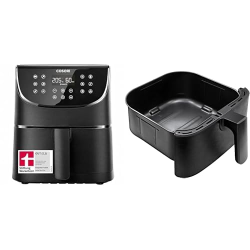COSORI XXL 5,5L Heissluftfritteuse &amp; Original CP158 5,7L Ersatzkorb Bundle (Grau)