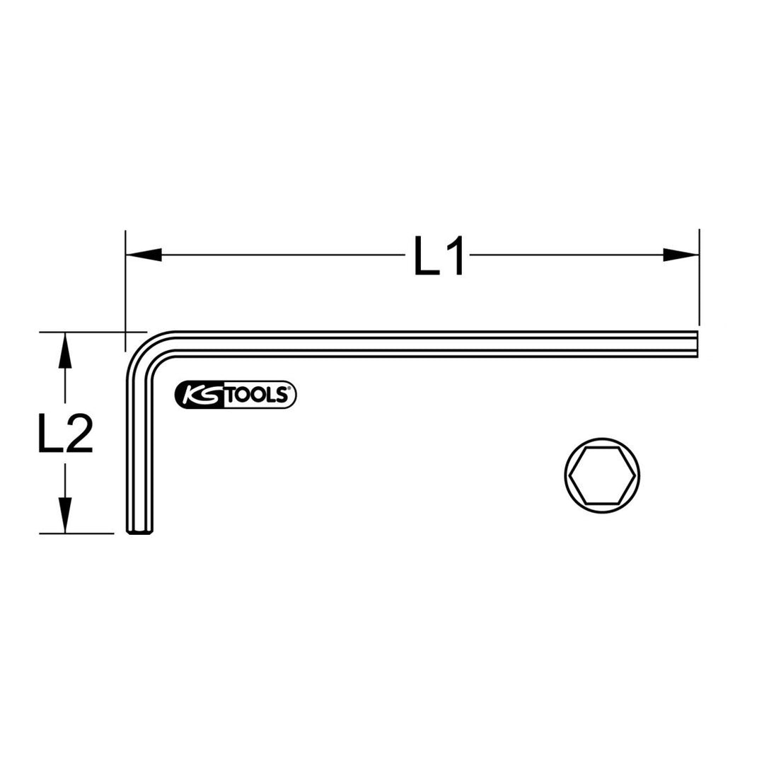 KS Tools 963.1567 BRONZEplus Innensechskant-Winkelstiftschlüssel lang 10 mm