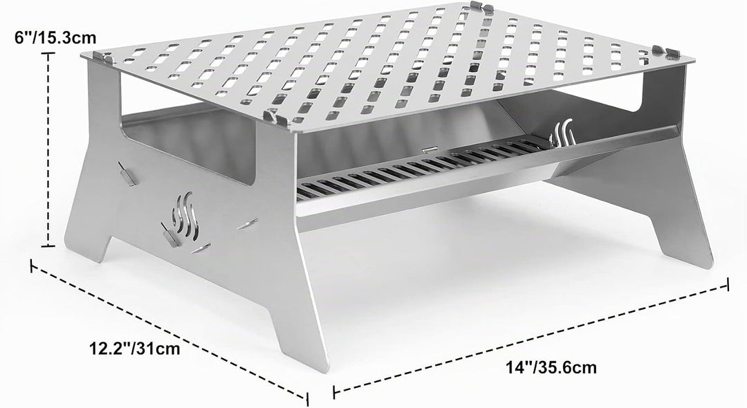 Onlyfire Tischgrill,mobiler Holzkohle-Grill, Grill-Grillrostsystem aus Edelstahl mit Tragetasche und