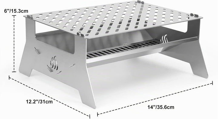 Onlyfire Tischgrill,mobiler Holzkohle-Grill, Grill-Grillrostsystem aus Edelstahl mit Tragetasche und