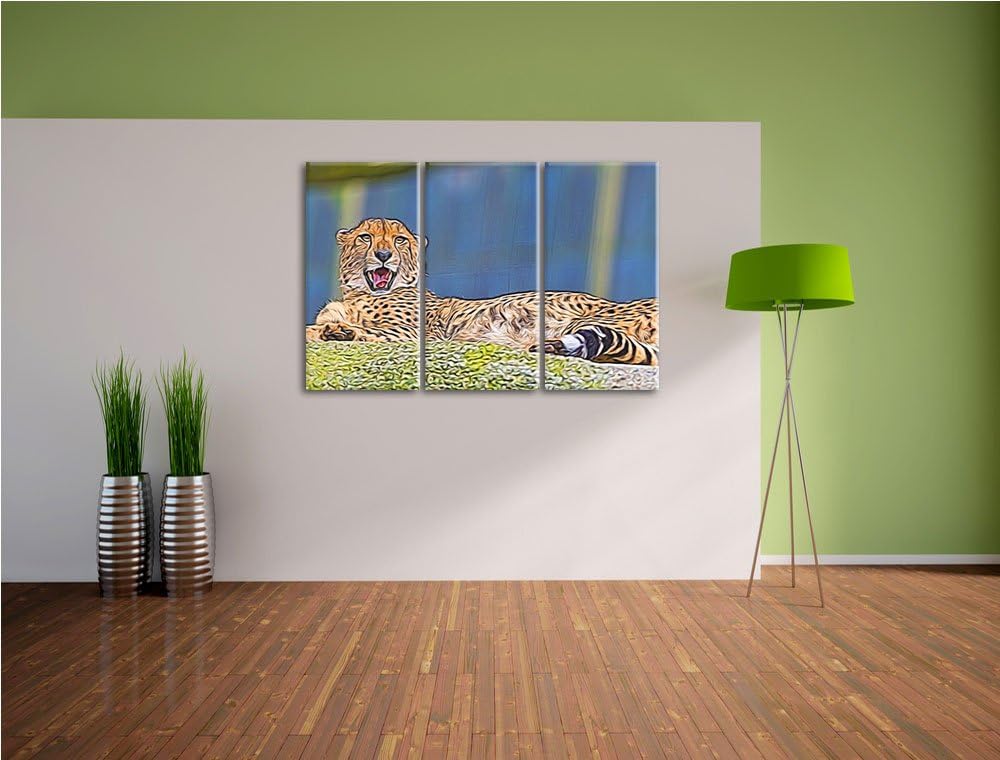 schlafender Gepard Spezial 3-Teiler Leinwandbild 120x80 Bild auf Leinwand, XXL riesige Bilder fertig