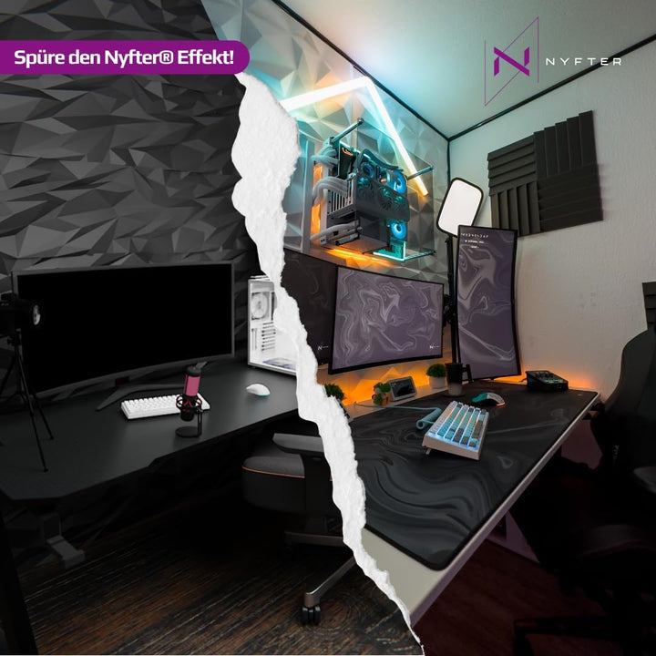 Nyfter - XXL Gaming Mauspad Black im Topography Design 900 x 500mm Premium Mousepad Size Gross vernä