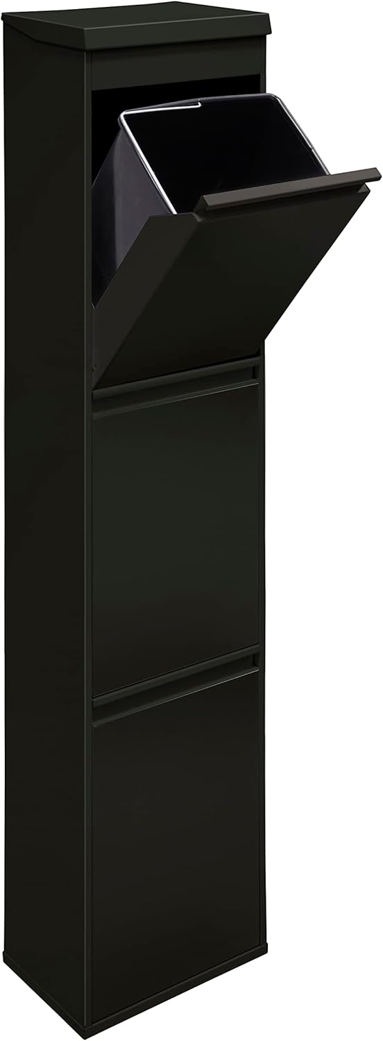 ARREGUI Top CR326-B Mülltrennsystem aus Stahl mit Aufbewahrungsbox mit Deckel | 3 Fächer Mülleimer f