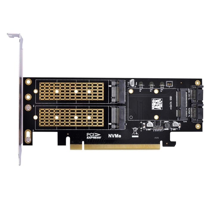 xiwai PCI Express PCI-E 3.0 und Dual SATA auf NGFF NVME MSATA M-Key B/M-Key SSD Adapter 3-in-1 PCI-E