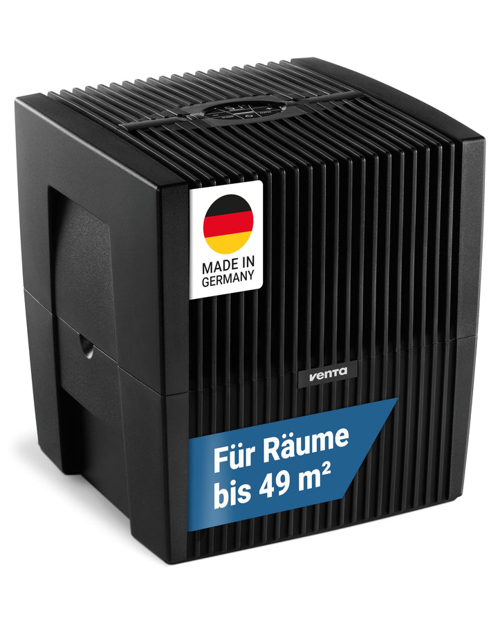 VENTA LW25 Comfort Plus Luftbefeuchter, für Räume bis 45 qm, 8 W, brillant schwarz Brillant Schwarz