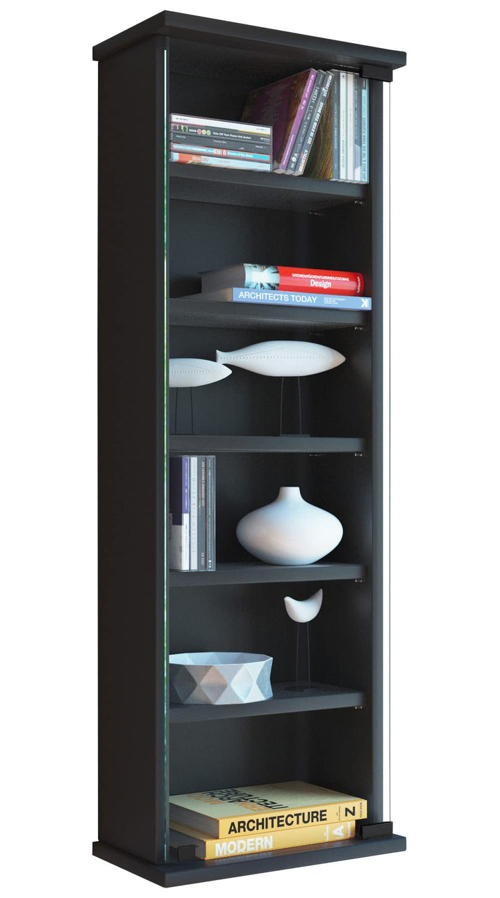 VCM Wandregal Hängeregal Wandschrank Hängeschrank Wandvitrine Glastür Wandschrank Loposa Schwarz, Sc