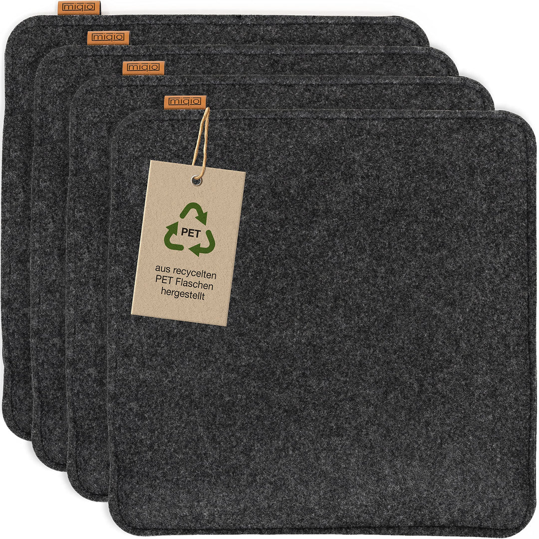 Miqio Design Sitzkissen Rechteckig aus Filz 35x35 cm | 4er Set | Waschbare Stuhlkissen rutschfest |