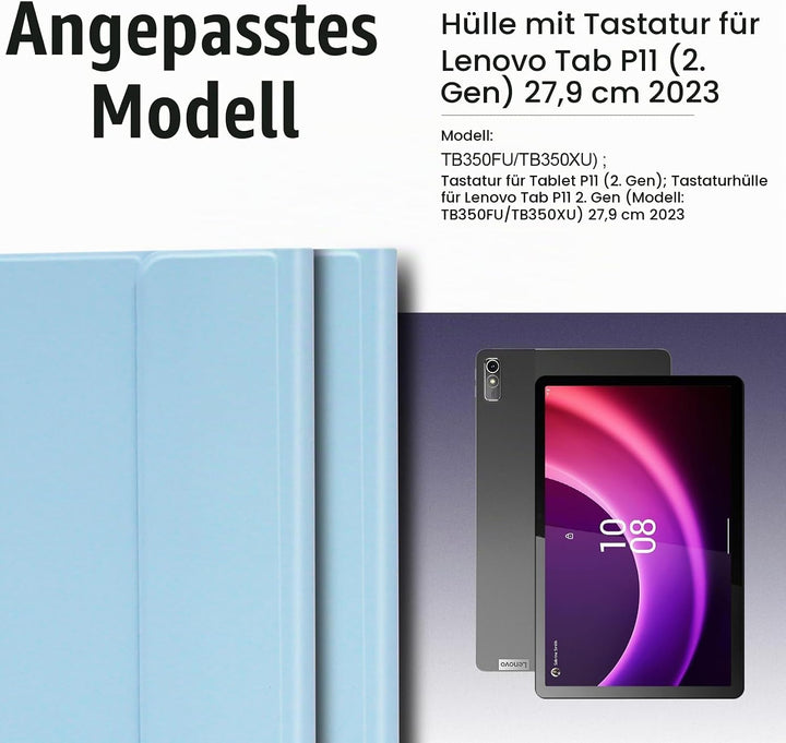 Hülle mit Tastatur für Lenovo Tab P11 (2nd Gen) 11.5 Zoll TB350FU/TB350XU - (Deutsches) Hülle mit Ta