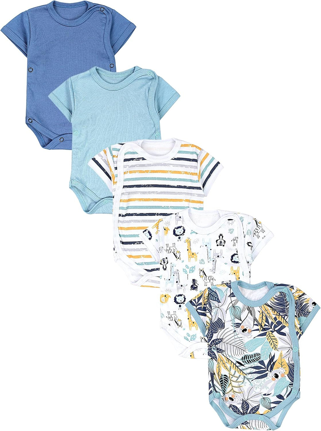 TupTam Baby Body Kurzarm Jungen – Wickelbody Kurzarm aus Baumwolle im 5er Set – OEKO-TEX Zertifizier