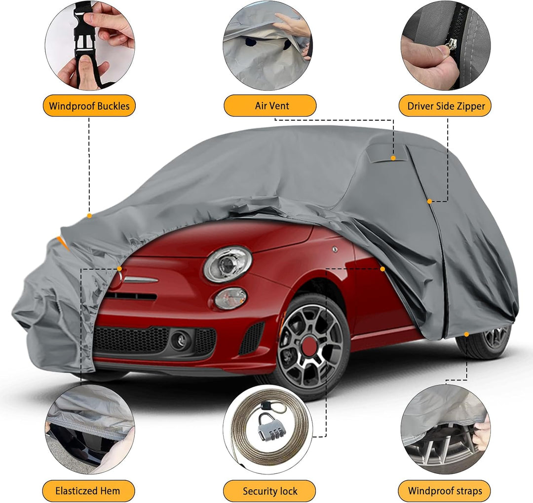 Autoabdeckung Wasserdicht für 2007-2025 FIAT 500 500C 500E Abarth, Vollgarage Autoplane Auto Abdeckp