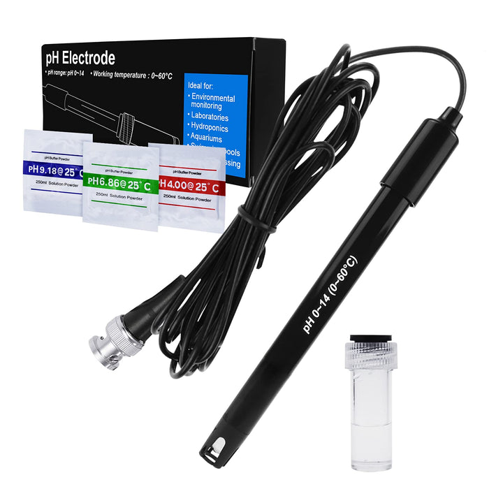 Hoch Richtigkeit pH Elektrode mit Kalibrierung Pulver, 0-14 pH Sonde mit BNC Verbinder & 300cm Kabel