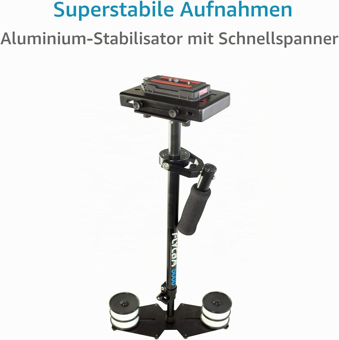 FLYCAM 5000 Videokamerastabilisator mit Komfortarm und Steadycam Weste + GRATIS Tischklemme | Stabil