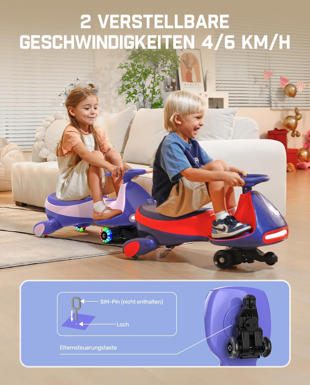 FanttikRide 12V N7 Pro Kinder Elektroauto, Elektrisches Rutschauto mit Pedal, Typ C aufladbar Batter