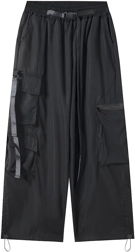 Hewlshawn Damen Cargohose Baggy High Waist Gotisch Y2k Straight Streetwear Elastische Taille mit Kor